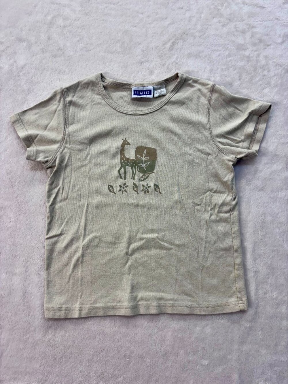 Erika and Co. Tan Giraffe Shirt --- Size: Petite Large --- Great Condition!!